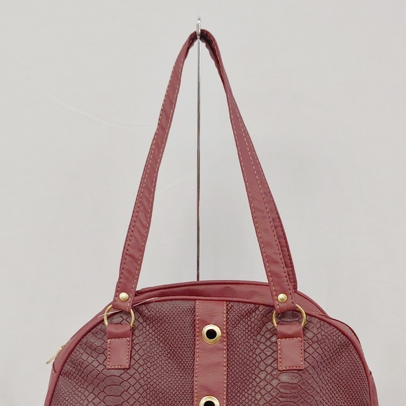Keisha Satchel in Burgandy with Acccent Snake Prin - Picture 2 of 7